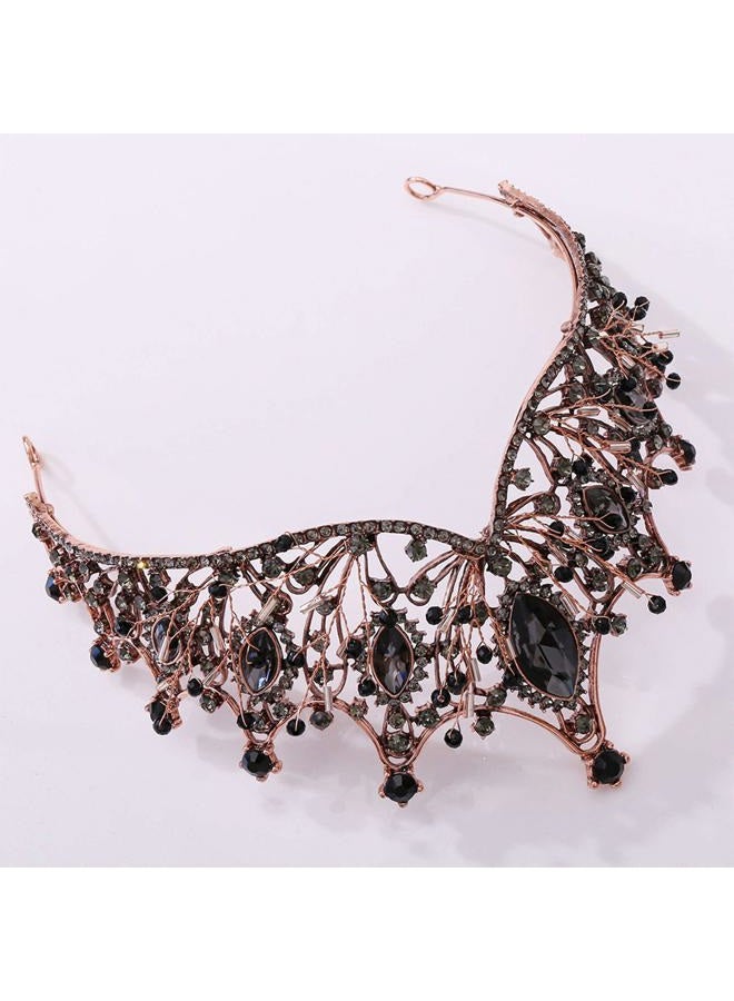 ZaneGear Crystal Wedding Crowns, Baroque Queen Crowns, Costume Party Hair Accessories, for Women and Girls(Black Crown) - Image 4